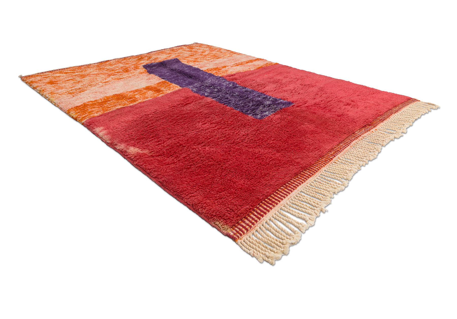 Ručne tkaný vlnený koberec BERBER MR4015 Beni Mrirt berber geometrický, červený / oranžový