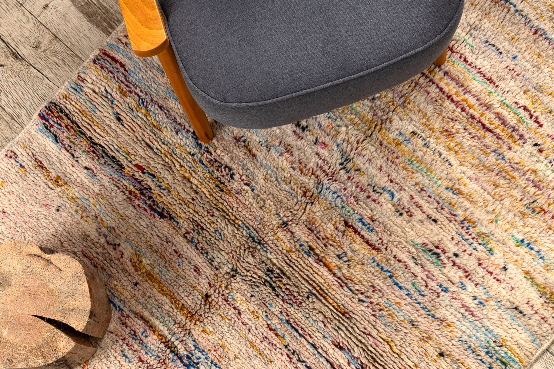 Ručně tkaný vlněný koberec BERBER MR4298 Beni Mrirt berber abstraktní, béžový / oranžový