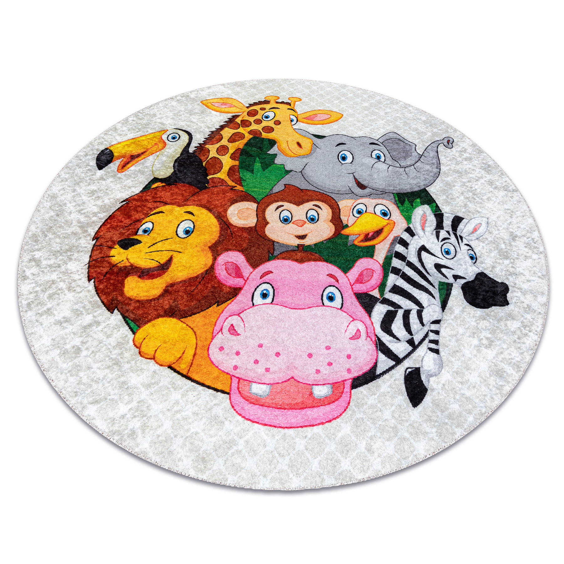 Detský koberec JUNIOR 51595.801 zvieratká / Afrika kruh, sivý 