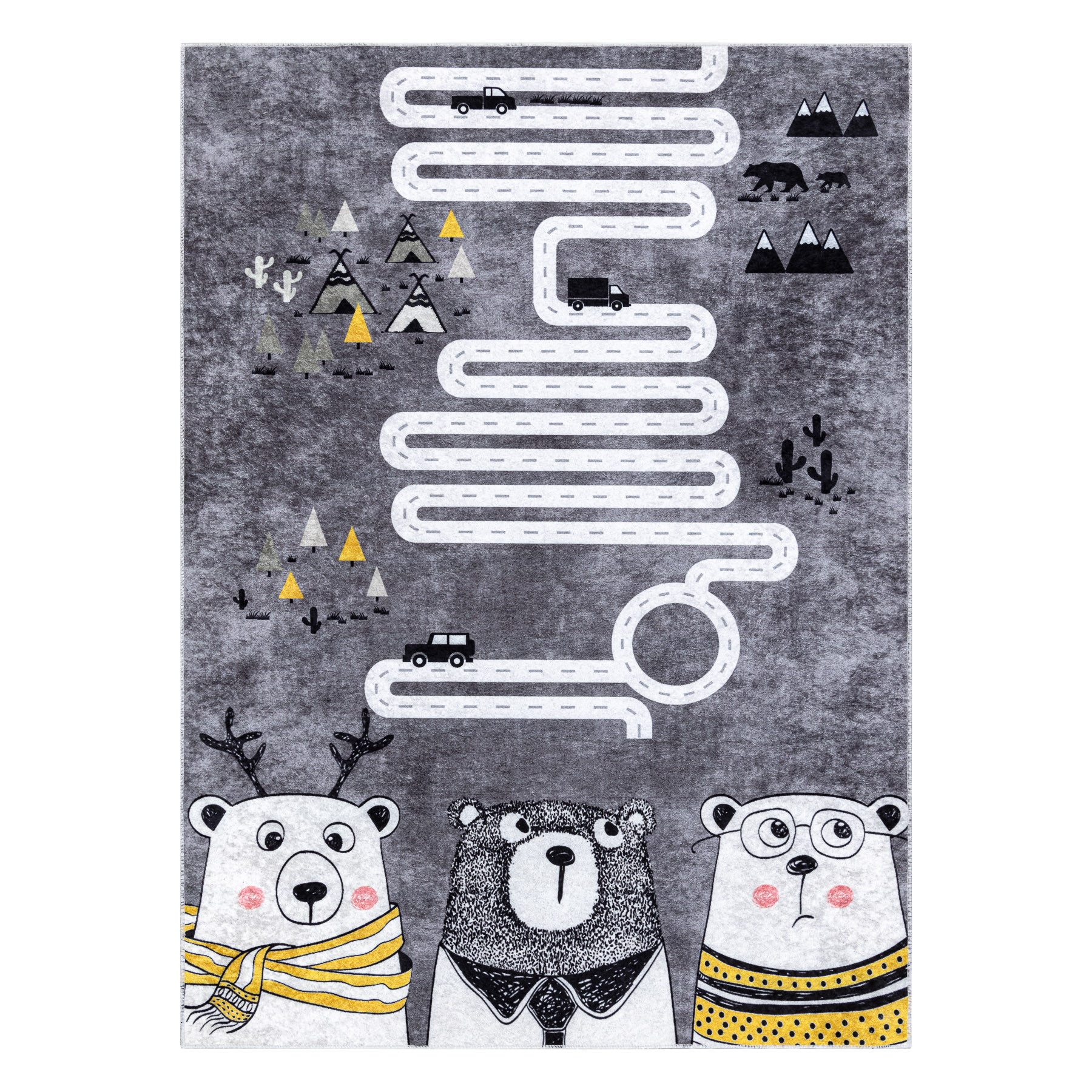 Detský koberec JUNIOR 52107.801 medvedíky, zvieratká - sivý 