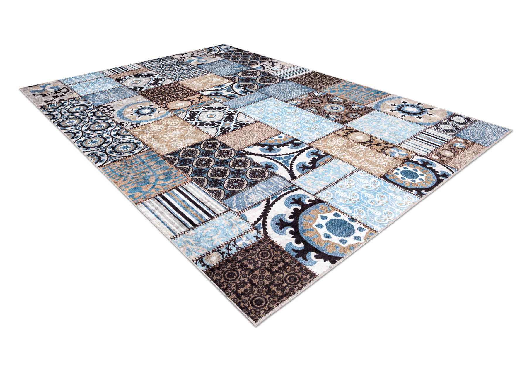 Koberec MIRO 51913.802 patchwork, modrý / hnedý 