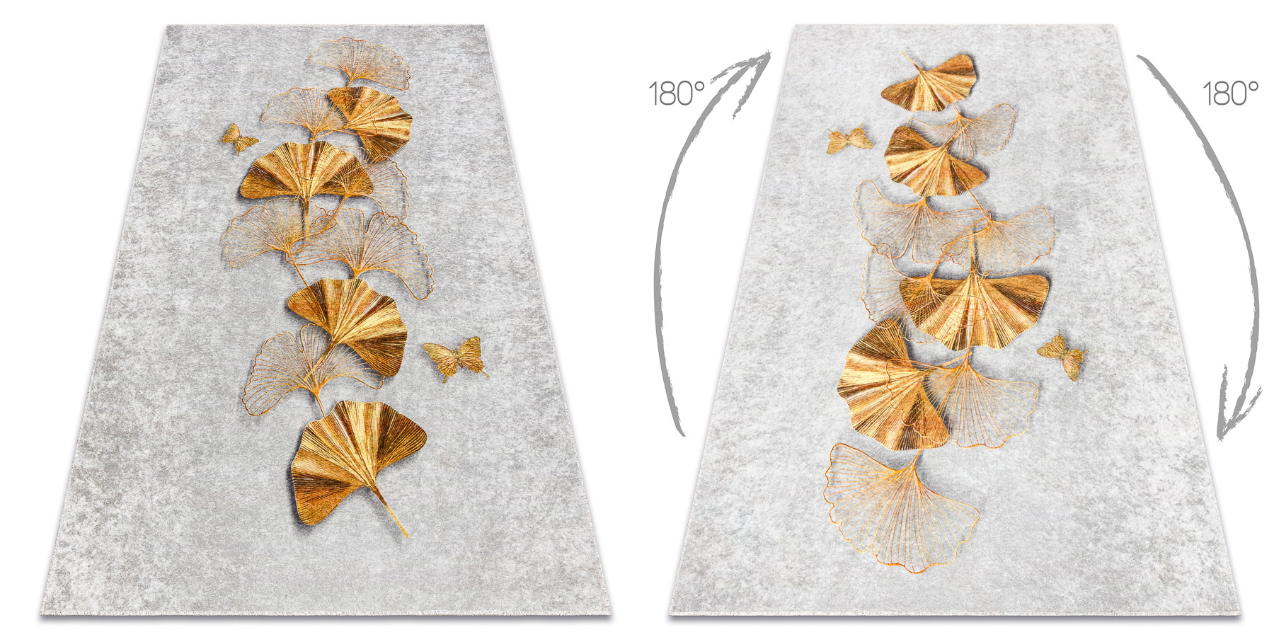 Koberec MIRO 51969.802 Motýle - sivý / zlatý