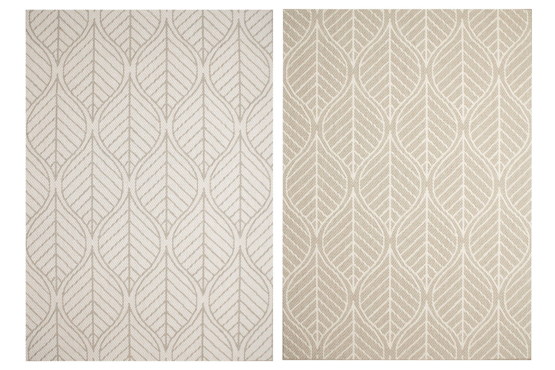Šňůrkový oboustranný koberec Brussels 205647/10610 listí, světle béžový / krémový