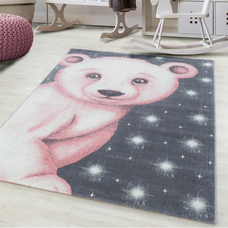 Detský koberec Bambi medveď ružový 