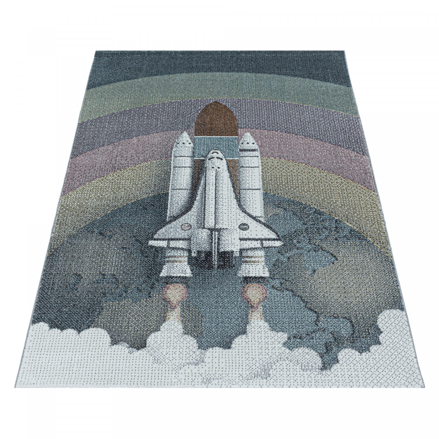 Detský koberec Funny vesmírna raketa, viacfarebný 