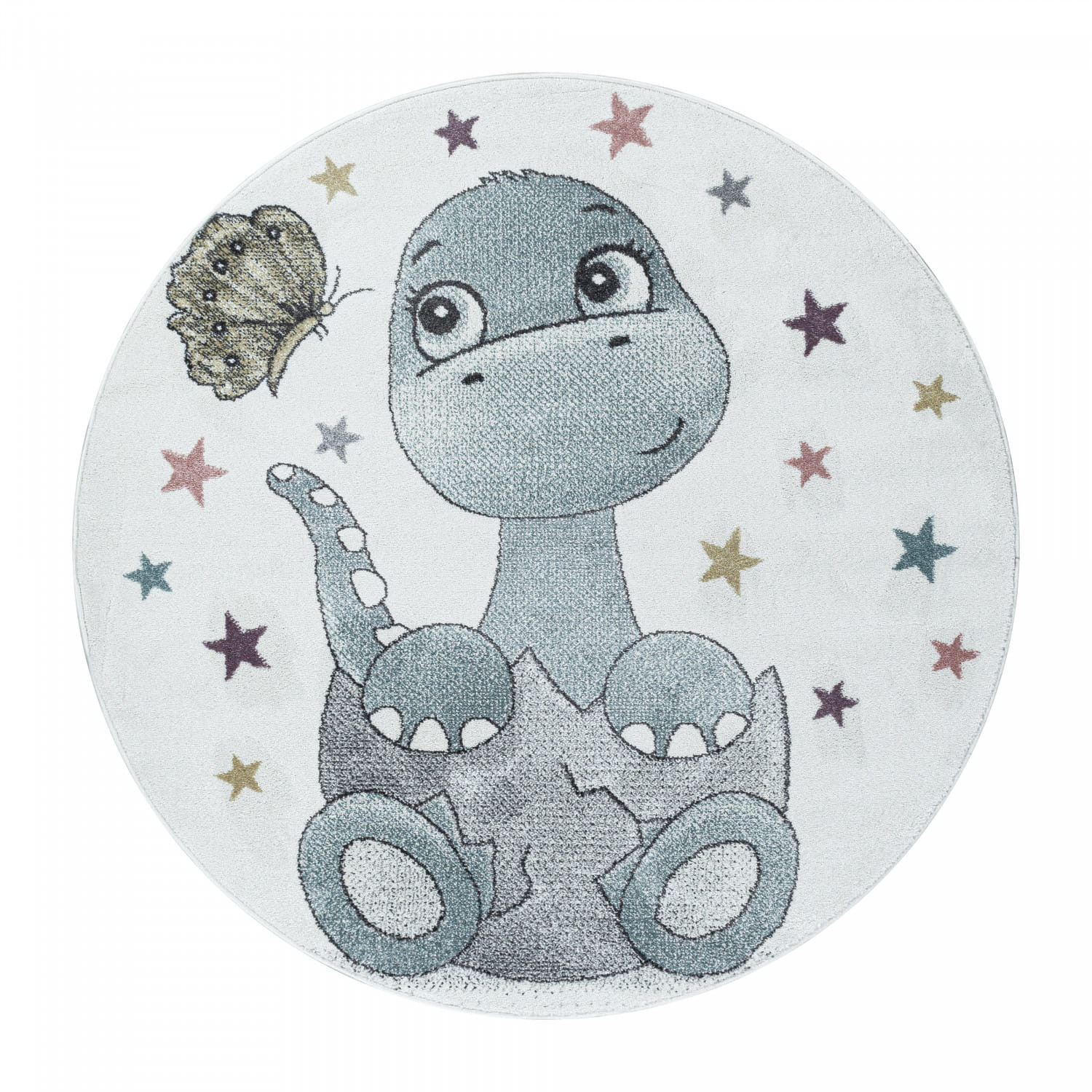 Detský koberec Funny drak, modrý / krémový kruh