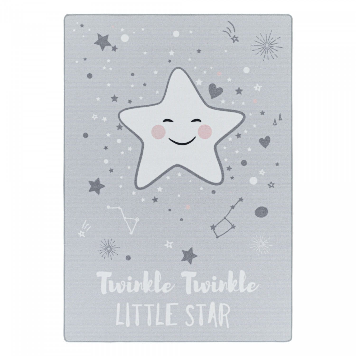 Detský protišmykový koberec Play hviezda sivá