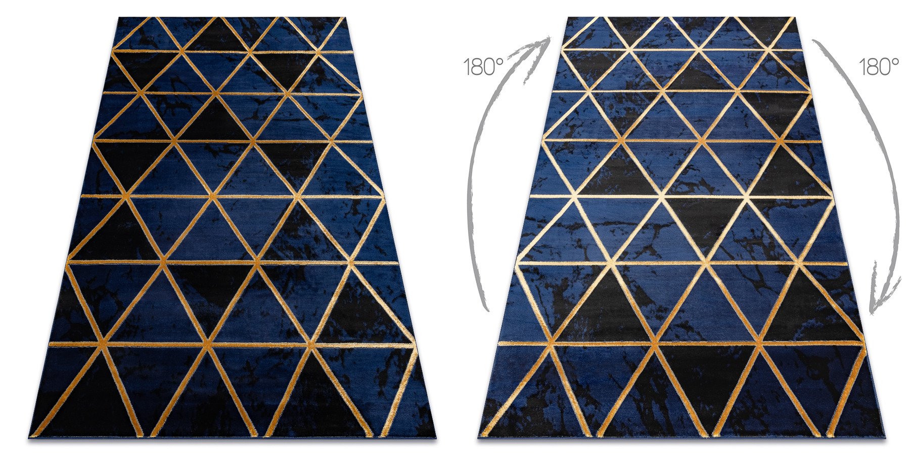 Koberec EMERALD exkluzivní 1020 glamour, styl marmur, trojúhelníky granátový / zlatý