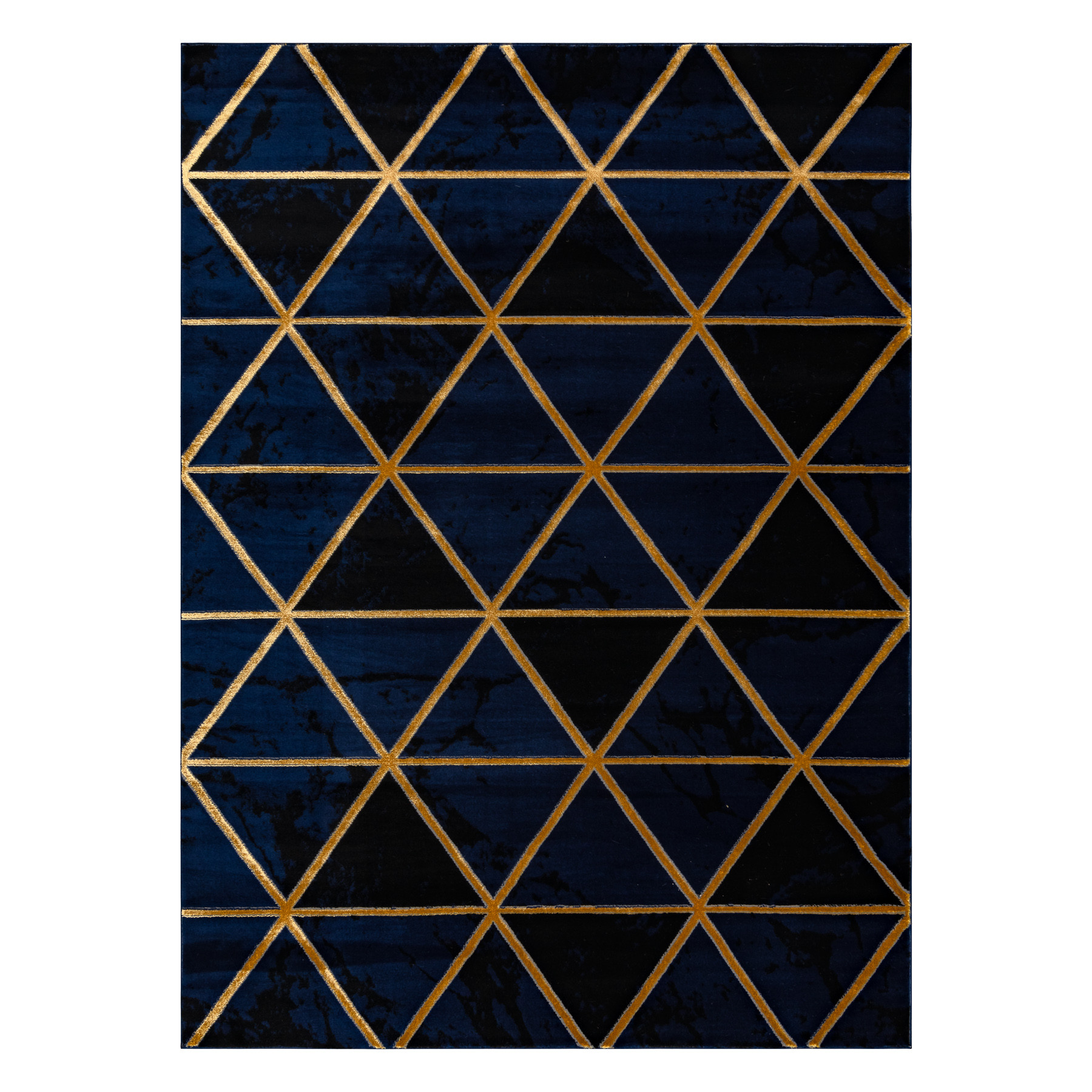 Koberec EMERALD exkluzívny 1020 glamour, styl marmur, trojuholníky granátový / zlatý
