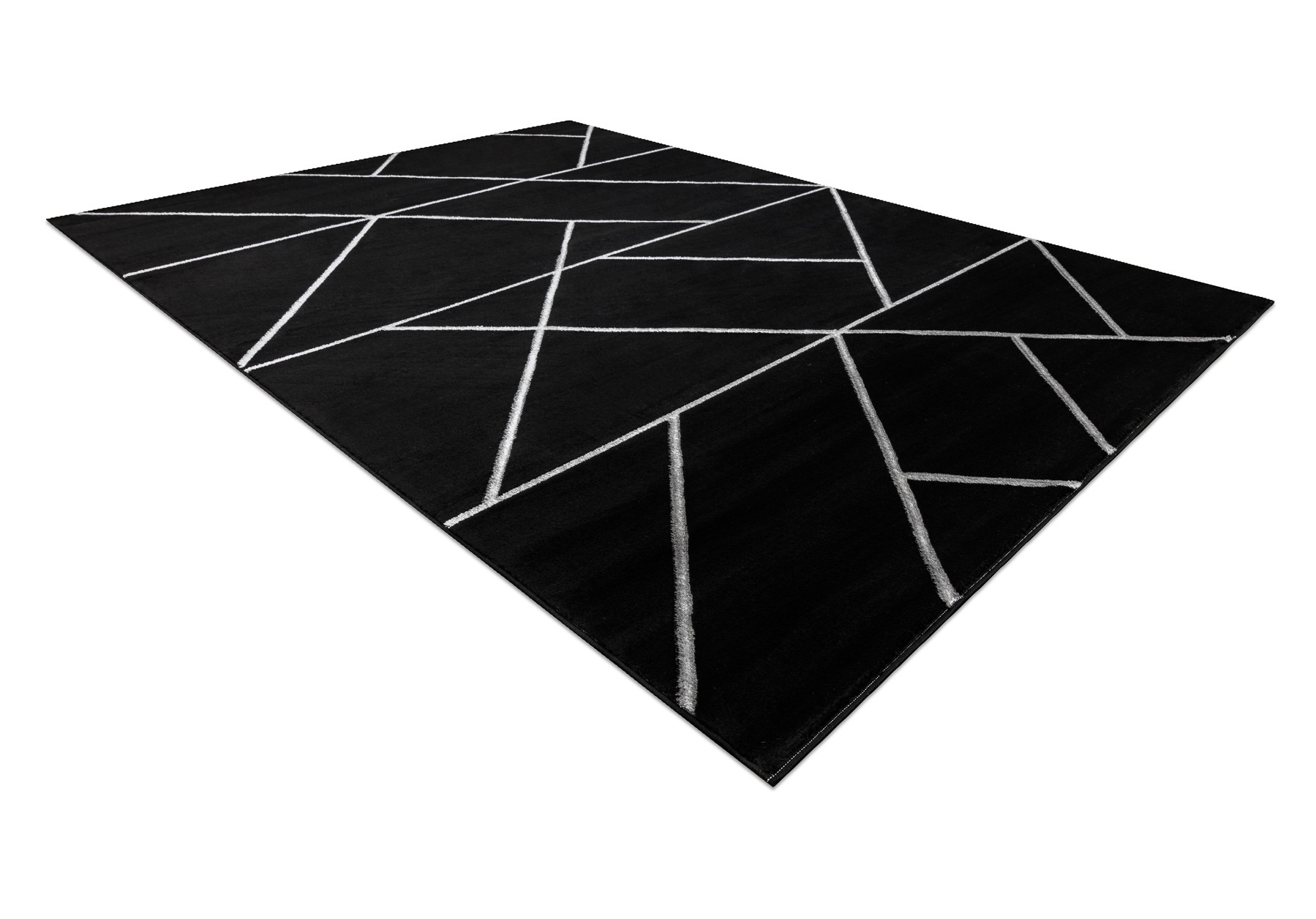 Koberec EMERALD exkluzívny 7543 glamour, styl geometrický čierny / strieborný