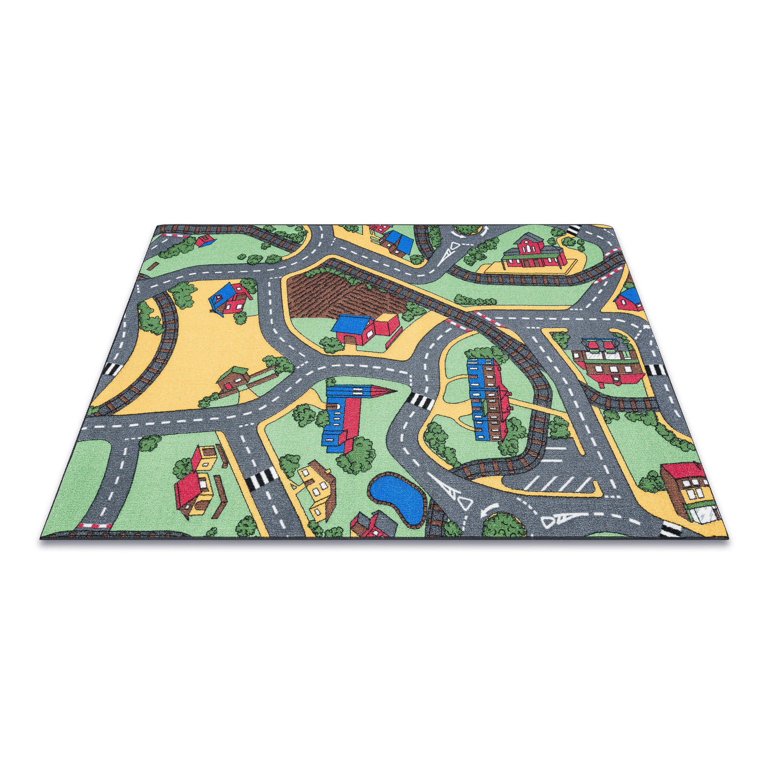 Detský koberec REBEL ROADS Playtime 95 Mesto protišmykový - sivý / zelený