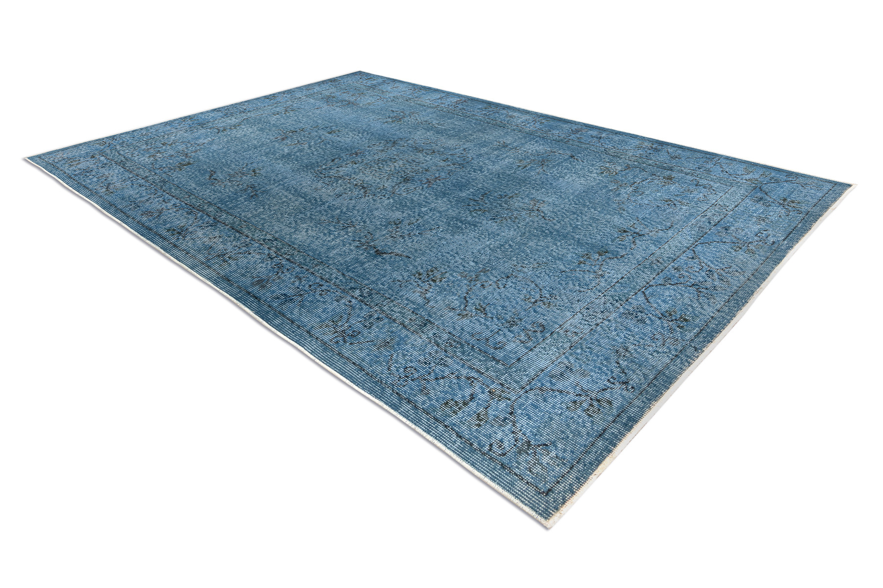 Ručně tkaný vlněný koberec Vintage 10297 rám / ornament, modrý