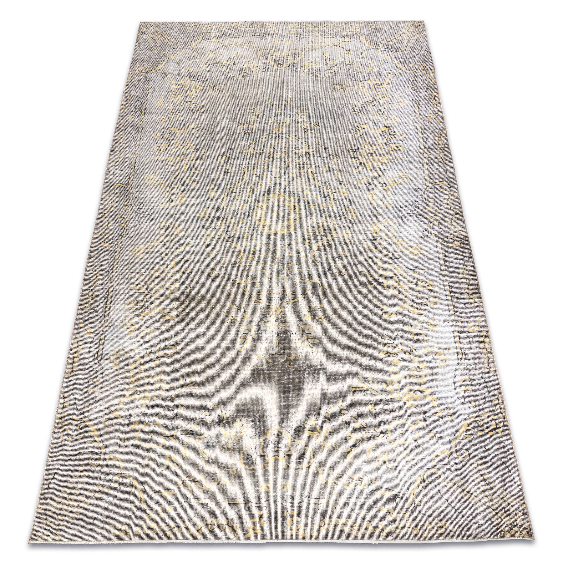 Ručně tkaný vlněný koberec Vintage 10432 rám / ornament, béžový / žlutý