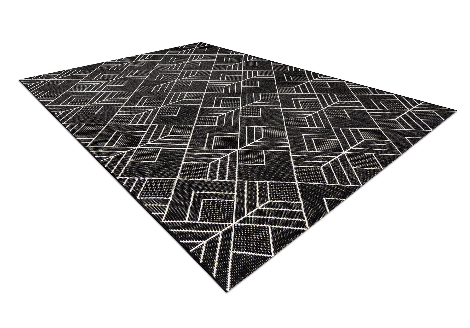 Koberec SIZAL FLAT 48731690 štvorčeky, romby, geometrický, sivý / krémový 