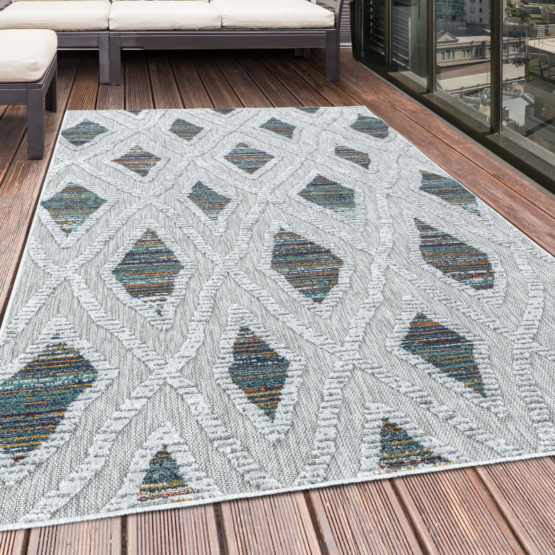 Šnúrkový koberec Bahama 3D romby viacfarebný 