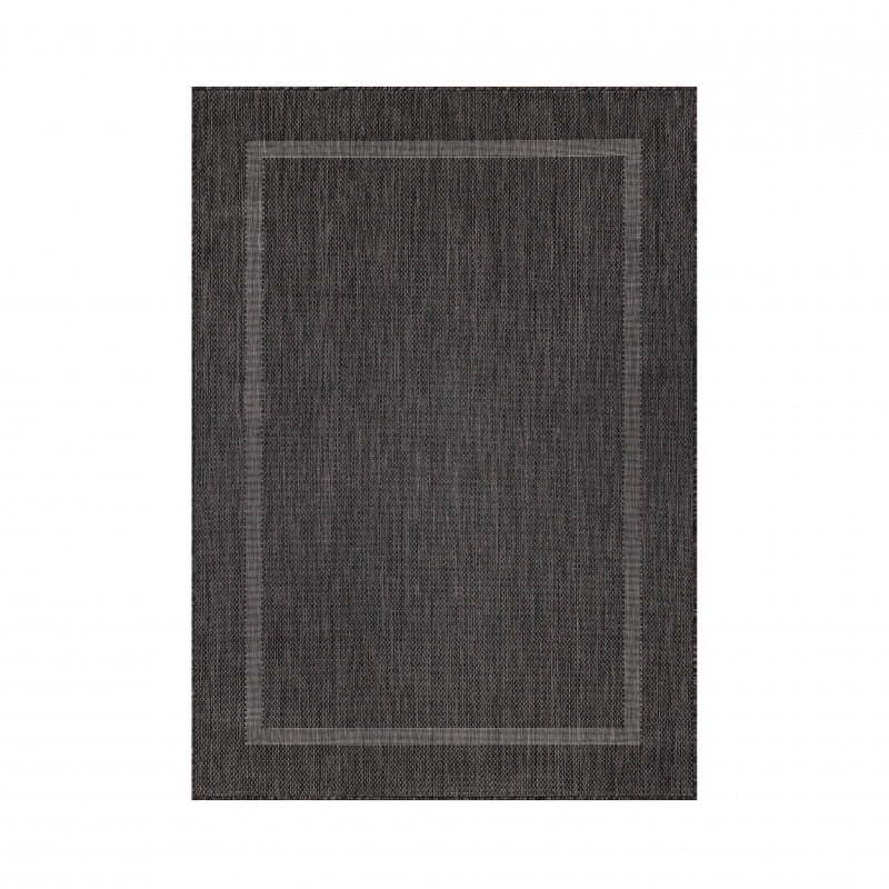 Šňůrkový koberec Relax ramka černý, kruh
