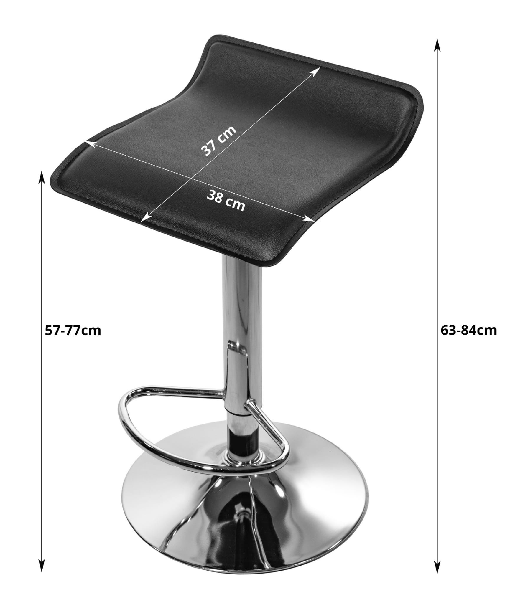 Barová stolička FORT - ekokoža čierna / chrómová 