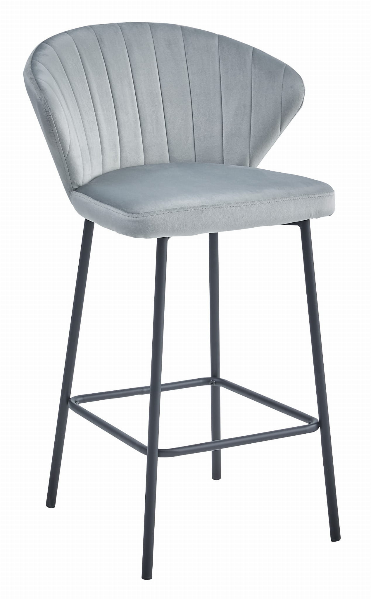 Barová stolička GATTA zamatová strieborná (čierne nohy)