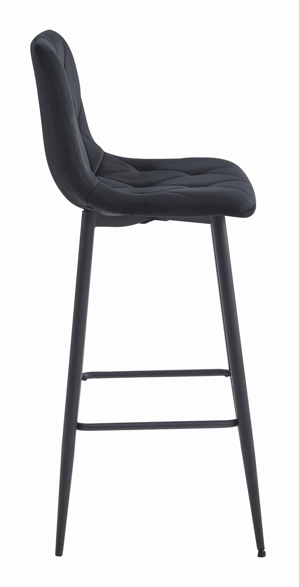 Barová stolička NADO zamatová čierna (čierne nohy)