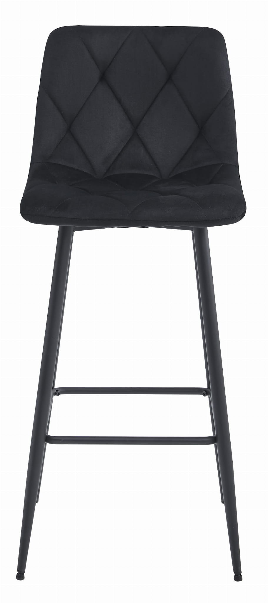 Set troch barových stoličiek NADO zamatové čierne (čierne nohy) 3 ks
