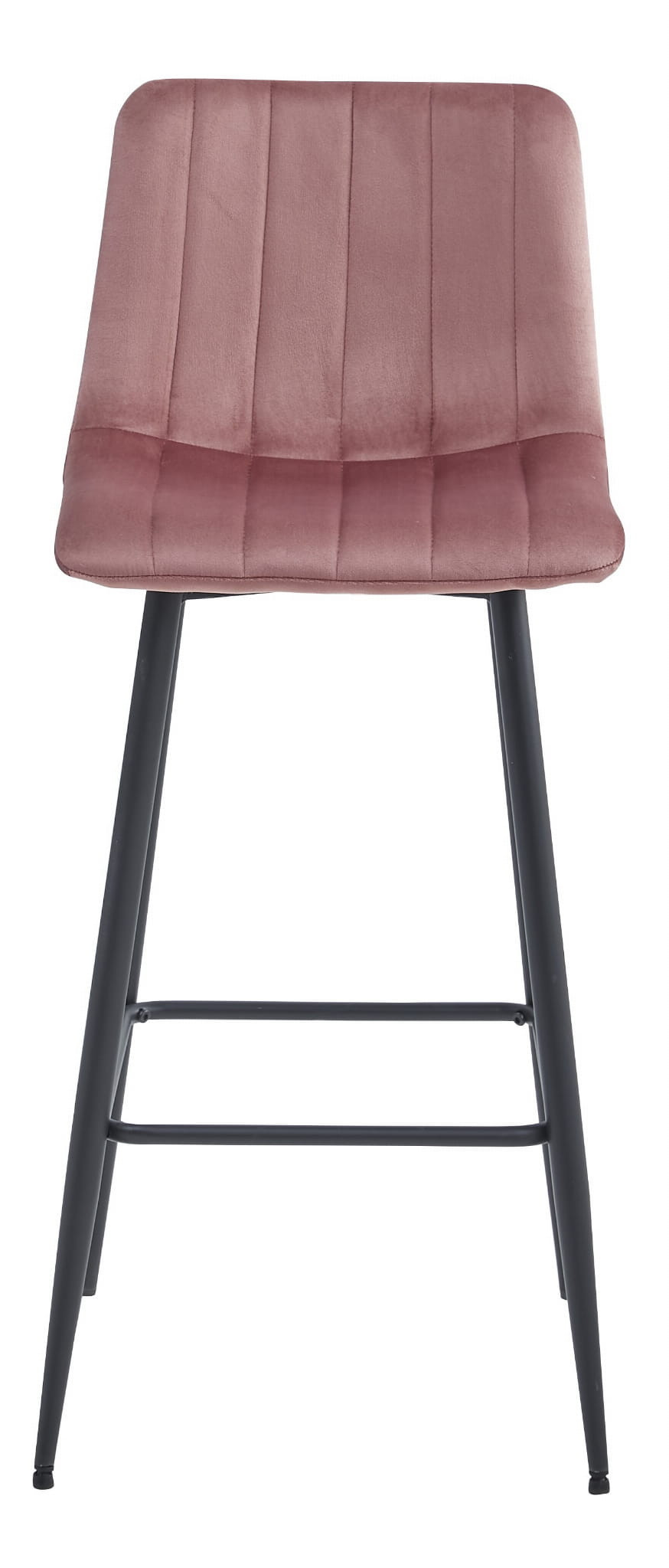 Set troch barových stoličiek POZZA zamatové ružové (čierne nohy) 3 ks