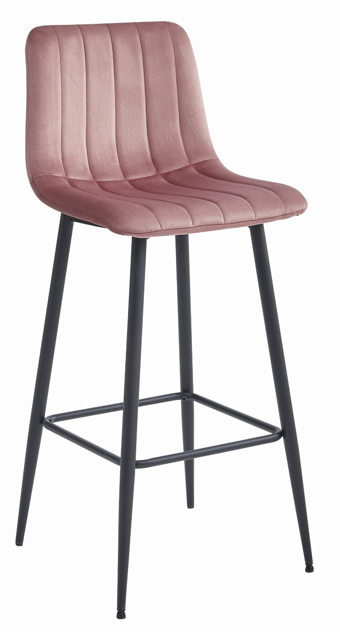 Set troch barových stoličiek POZZA zamatové ružové (čierne nohy) 3 ks