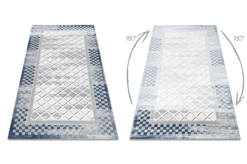 Koberec AKRYL VALS 103 Geometricky ramka 3D šedý / sloní kost