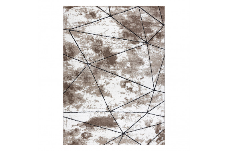 Koberec COZY Polygons, geometrický - hnědý