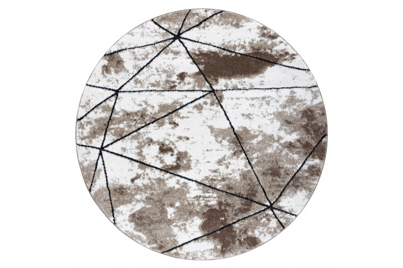 Koberec COZY Polygons kruh, geometrický - hnědý
