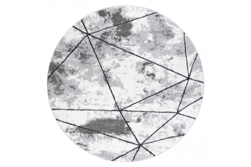 Koberec COZY Polygons kruh, geometrický - šedý