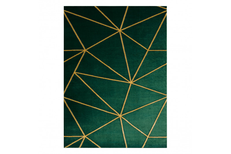 Koberec EMERALD exkluzívny 1013 glamour, styl geometrický fľaškovo zelený / zlatý
