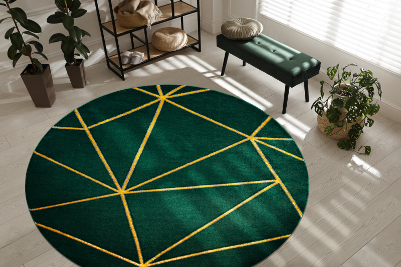 Koberec EMERALD exkluzivní 1013 kruh - glamour, geometrický zelený/zlatý