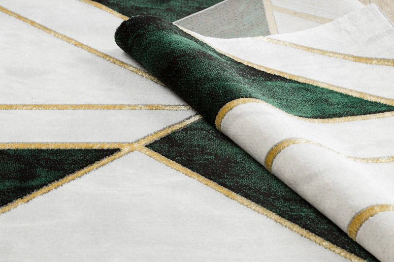 Koberec EMERALD exkluzívny 1015 glamour, styl marmur, geometrický fľaškovo zelený / zlatý