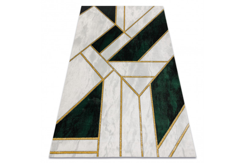 Koberec EMERALD exkluzivní 1015 glamour, styl marmur, geometrický lahvově zelený/zlatý
