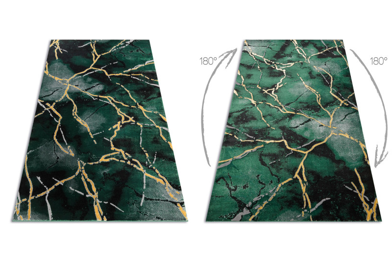 Koberec EMERALD exkluzívny 1018 glamour, styl marmur fľaškovo zelený / zlatý