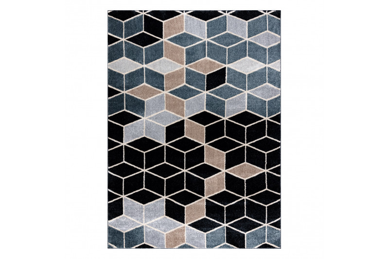Koberec POLI 9139 Cube kostka 3D černý / šedý