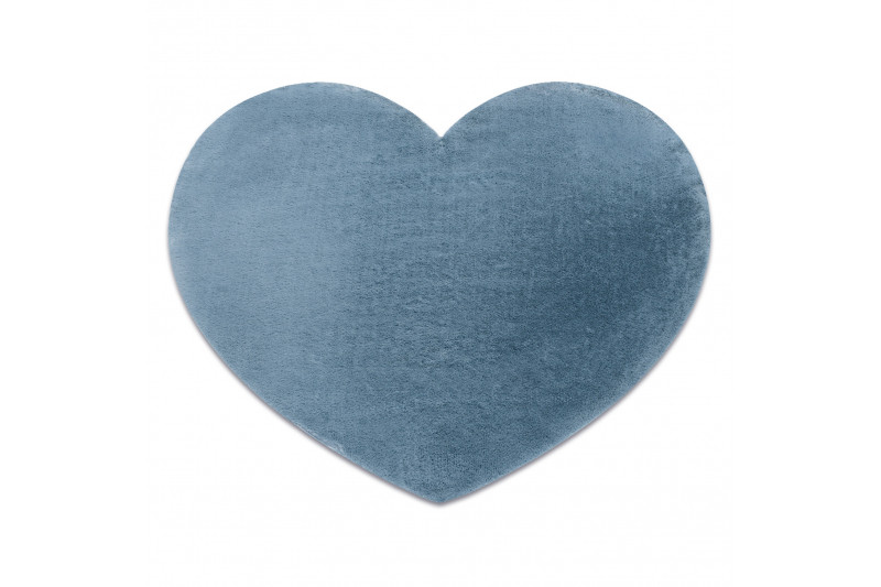 Koberec protiskluzový SHAPE 3105 Srdce Shaggy - modrý plyš
