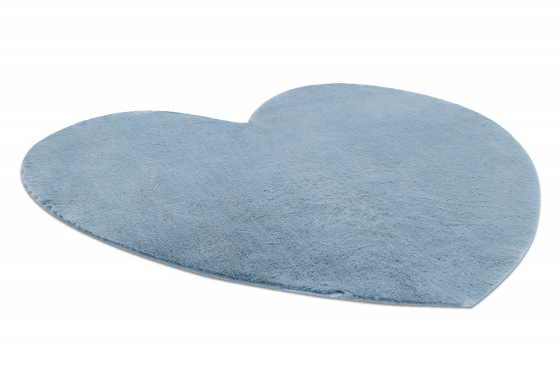Koberec protišmykový SHAPE 3105 Srdce Shaggy - modrý plyš