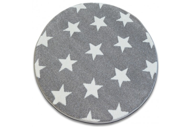 Koberec SKETCH kruh FA68 šedě / bílý hvězdy