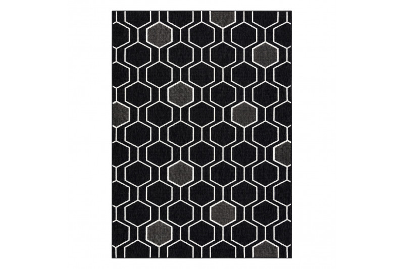 Koberec SPRING 20404993 Hexagon šnúrkový - čierny