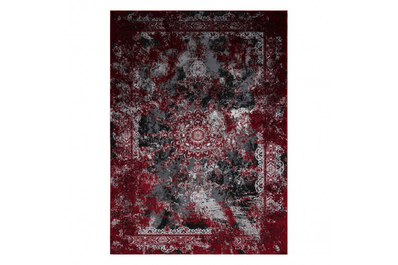 Koberec VINCI 1407 Rozeta vintage - štrukturálny -  červený / antracit