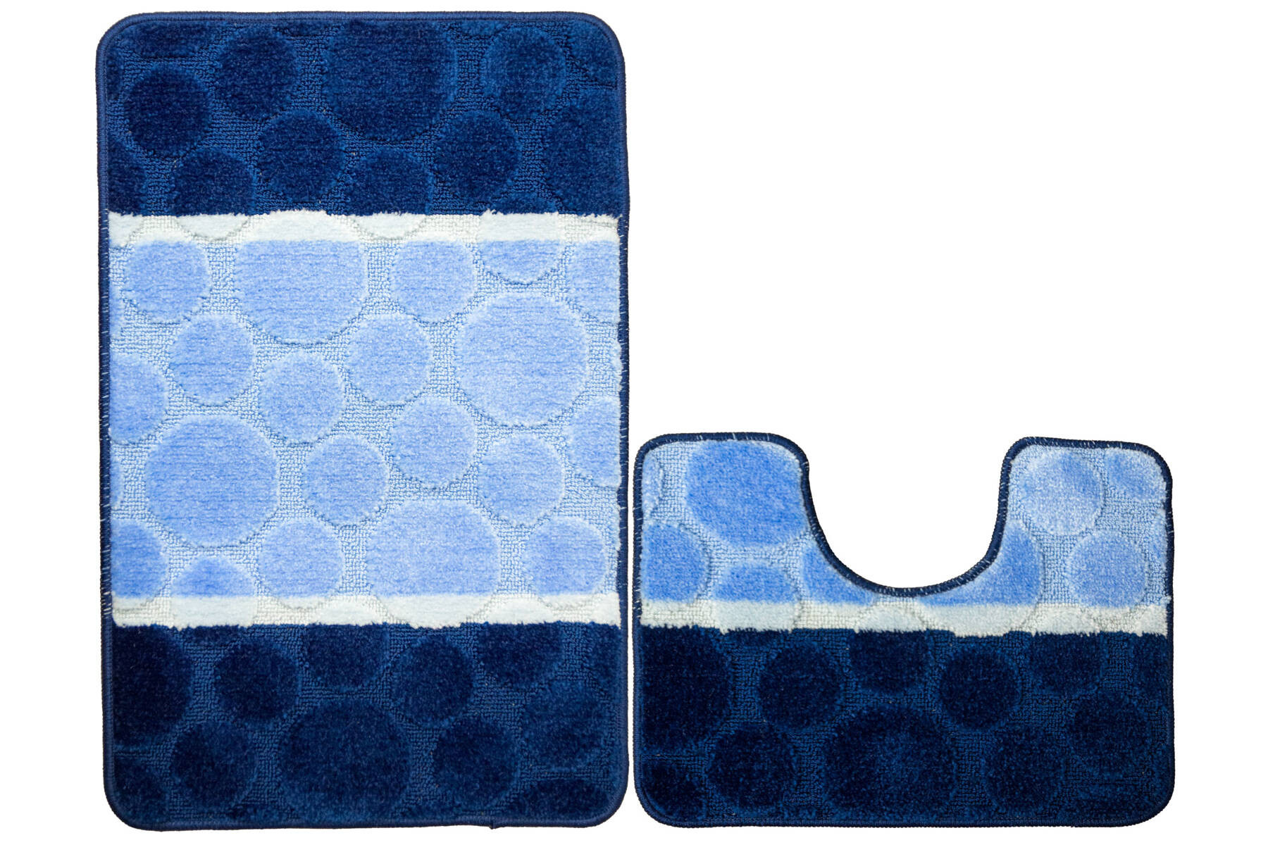 Sada koupelnových koberečků SIENA modrá, pruhy / tečky