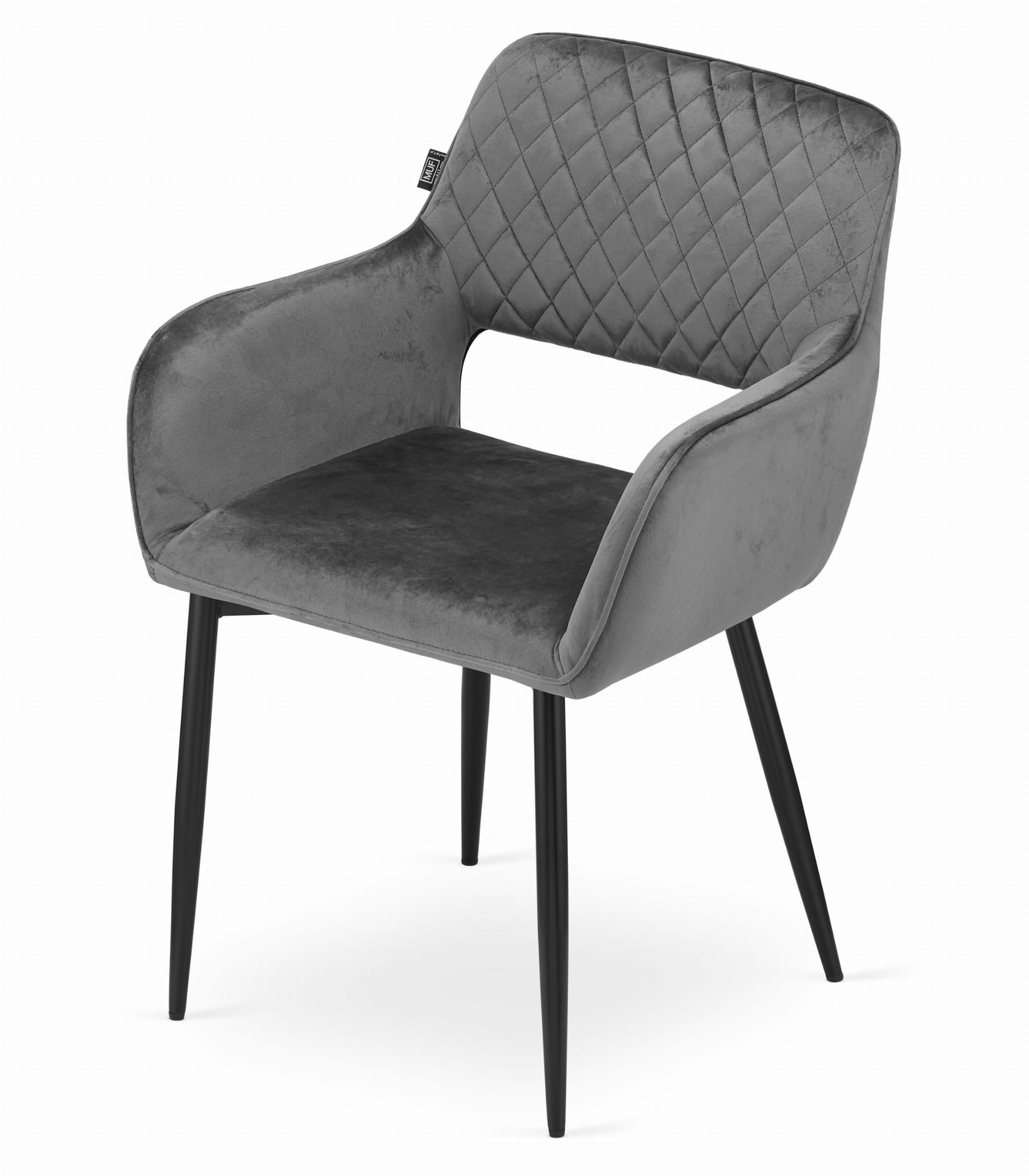 Jedálenská stolička AMALFI zamat sivý (čierne nohy) 