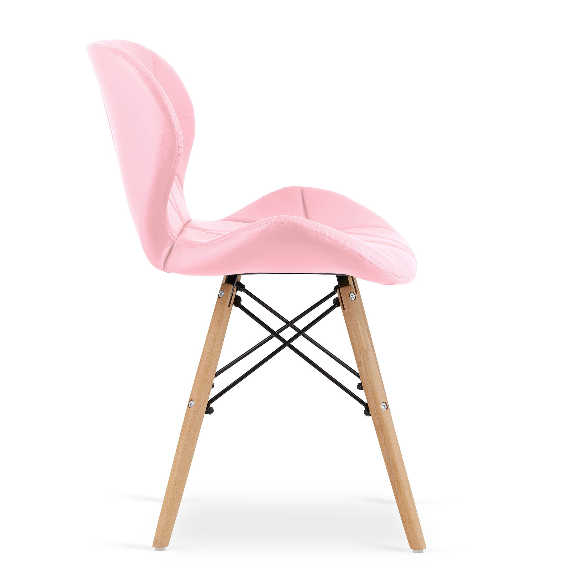Set dvou jídelních židlí LAGO ekokůže - růžová (hnědé nohy) 2ks