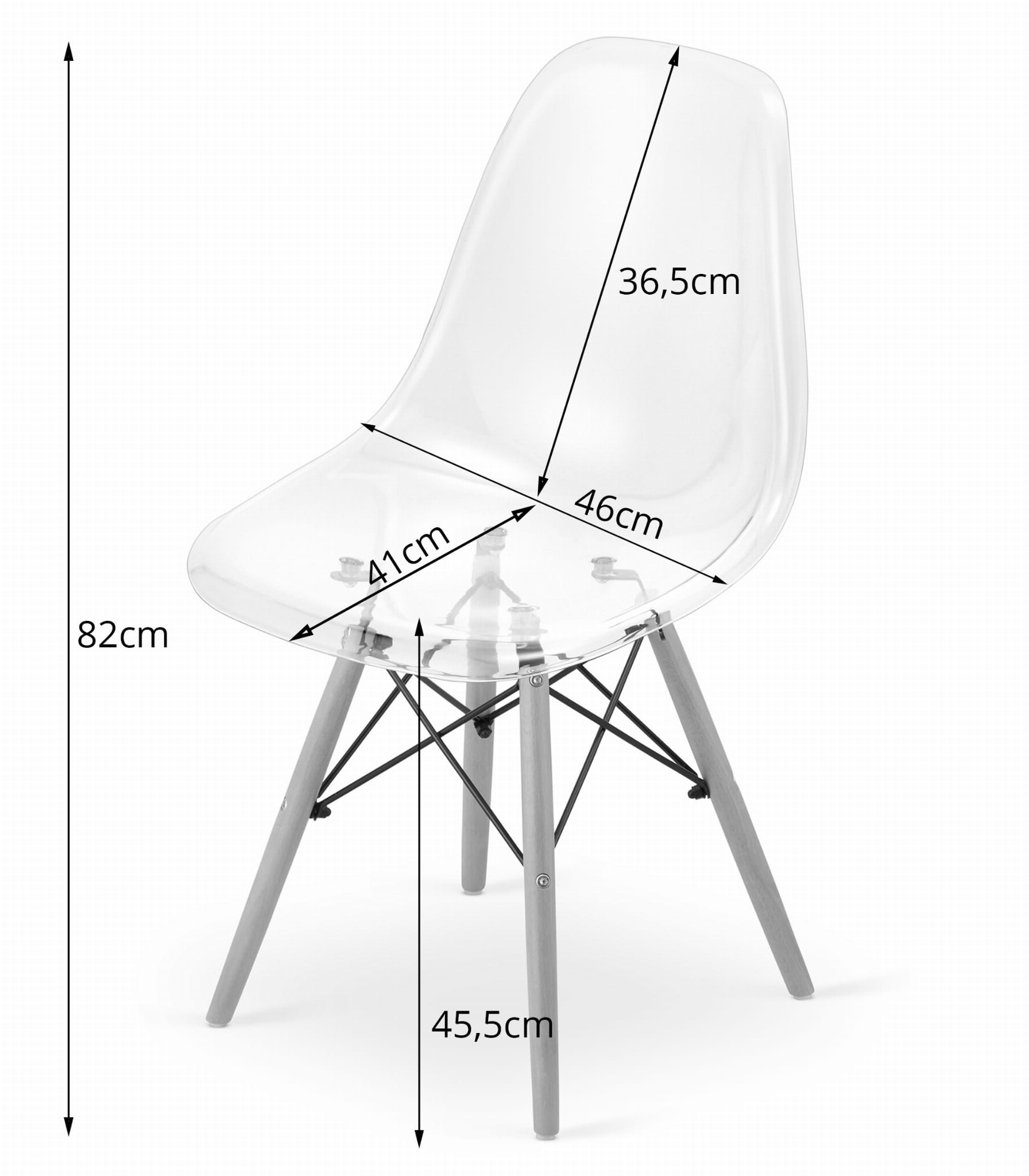 Jedálenská stolička OSAKA priehľadná (hnedé nohy)