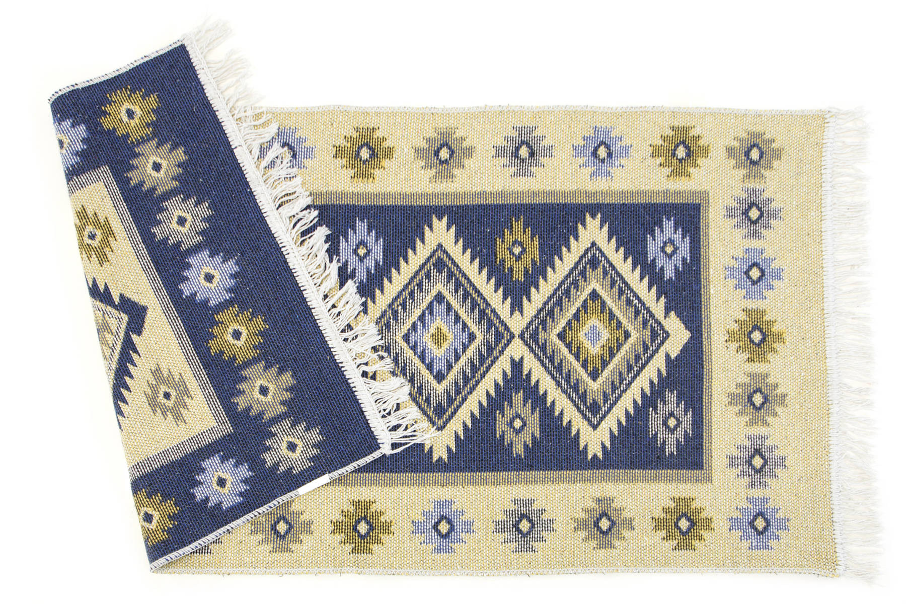 Obojstranný koberec / behúň Kilim Romby modrý