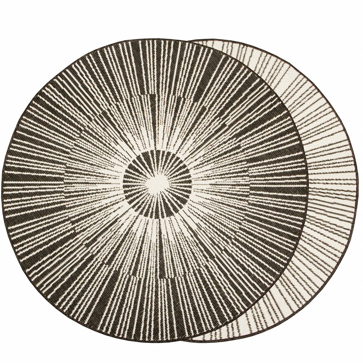 Šnúrkový obojstranný koberec Brussels 205634/10110 antrcitový / krémový kruh 