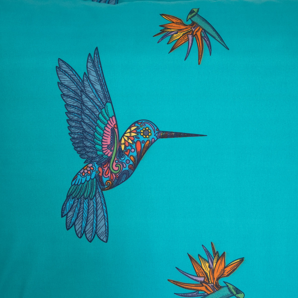 Posteľná súprava FRIDA KAHLO tyrkysová s kolibríkmi 879444