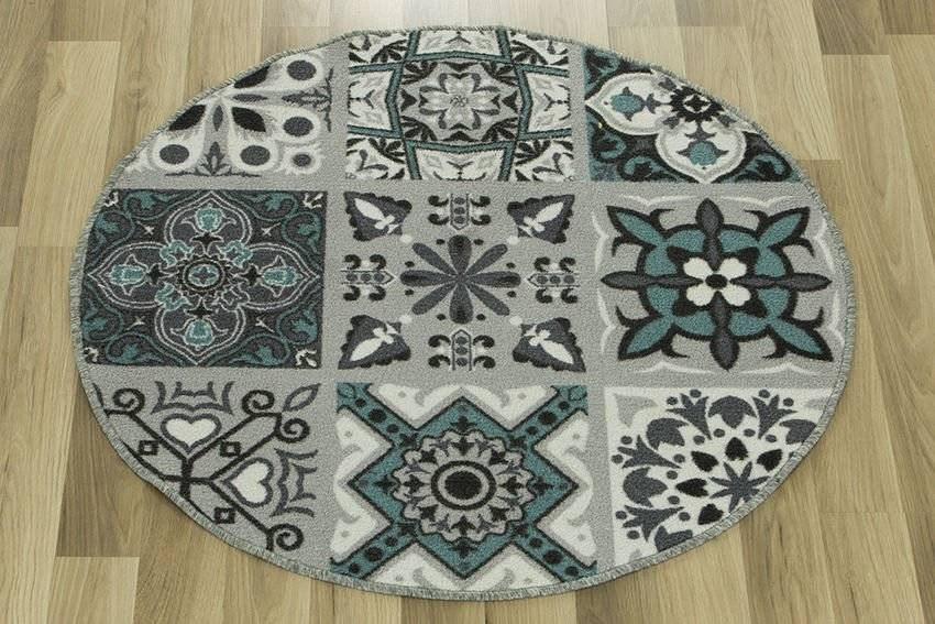 Protiskluzový koberec Patchwork tyrkysový