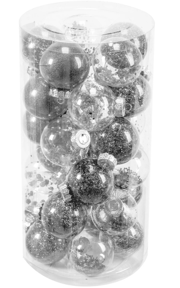 Vianočné guľky - strieborné SYSD1688-064 (30ks)